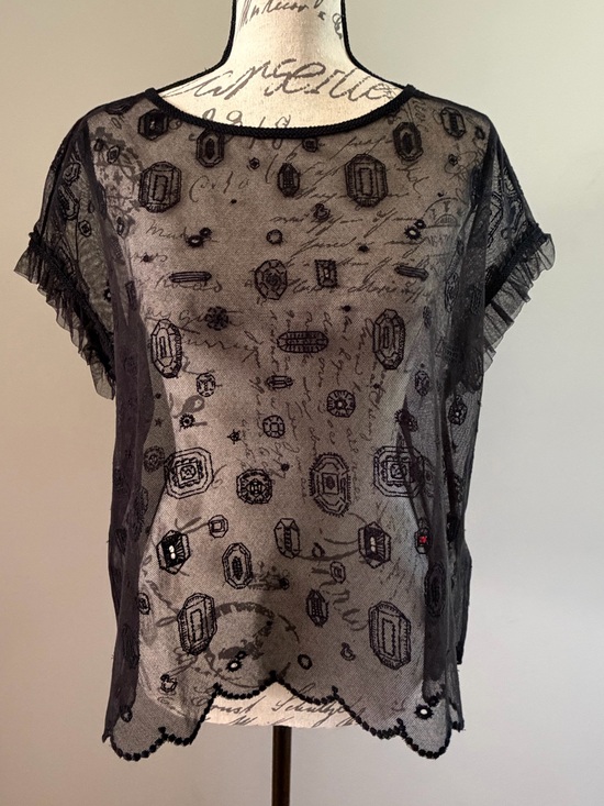 Mina Perhonen Tops - NWT Gorgeous minä perhonen Gemma Tulle Top with Red Gemstone. Women's Size: 36.